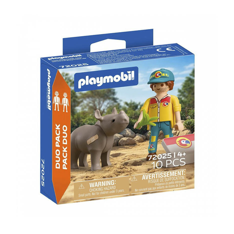 Playmobil 72025 Duo pack Cuidador con rinoceronte ¡Duopack! | clickclack.es